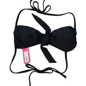 Xhilaration Juniors Tie-Front Triangle String Bikini Bra Top Black Size Large